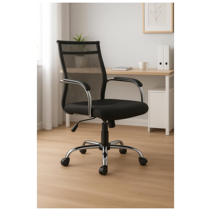 Cadeiras Escritório Cadeira DIRETOR Tela Mesh DUBAI Giratória Cromada - PMD - 31020