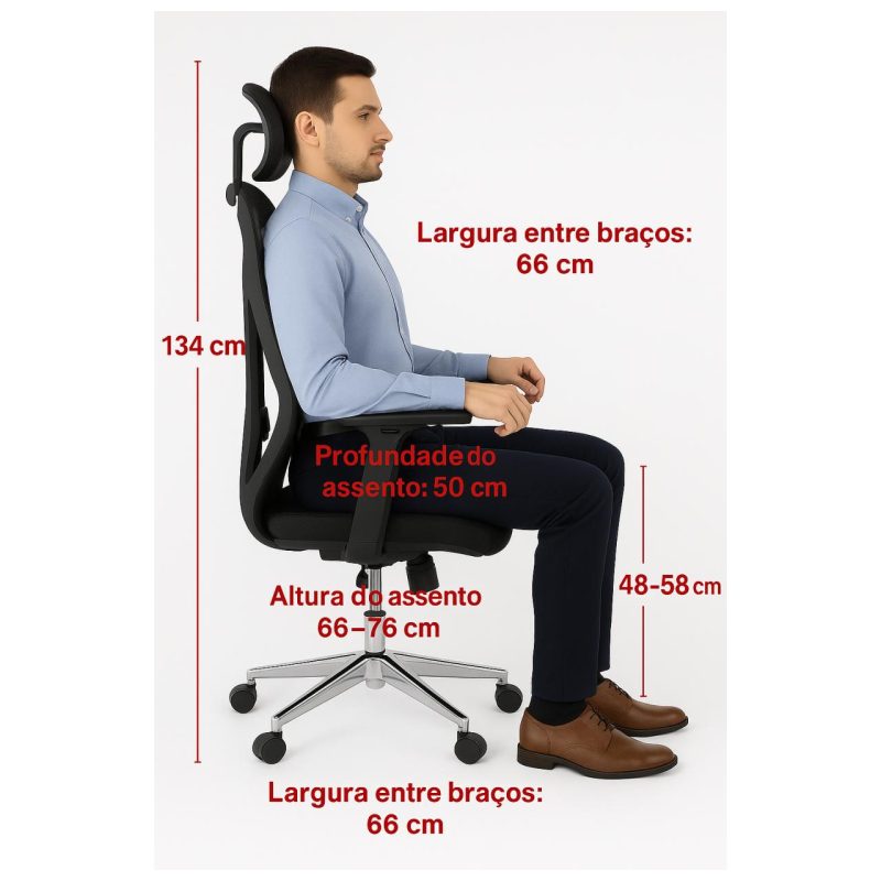 Cadeiras Escritório Cadeira Presidente Tela MK-4010 - MAKKON - COR PRETO - 30029