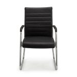 Cadeira de Escritório Fixa Diretor em Couro Ecológico Preto e Base Cromada LONDON - Corino Preto - 32800