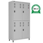 Roupeiro de Aço INSALUBRE c/ 04 Portas – 1,84×1,02×0,42m – CZ/CZ – W3 – 17015