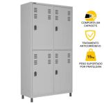 Roupeiro de Aço INSALUBRE c/ 04 Portas – 1,84×1,02×0,42m – CZ/CZ – W3 – 17015