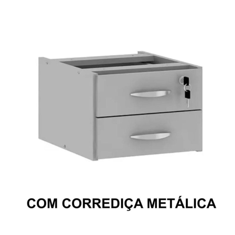 Mesa Escritório 1,20×0,60m c/ Gavetas –  CINZA/CINZA - 53084