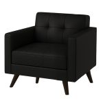 Sofá Escritório Poltrona para Escritório ROMA 01 Lugar - Corino - Cor Preto - 60040