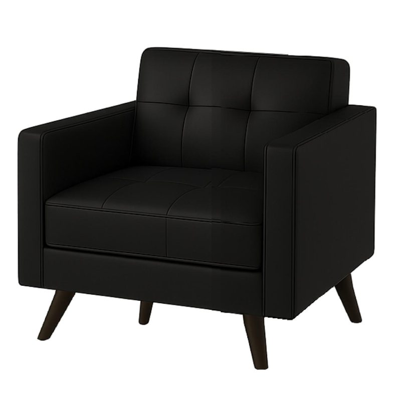 Sofá Escritório Poltrona para Escritório ROMA 01 Lugar - Corino - Cor Preto - 60040