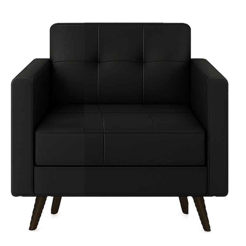 Sofá Escritório Poltrona para Escritório ROMA 01 Lugar - Corino - Cor Preto - 60040