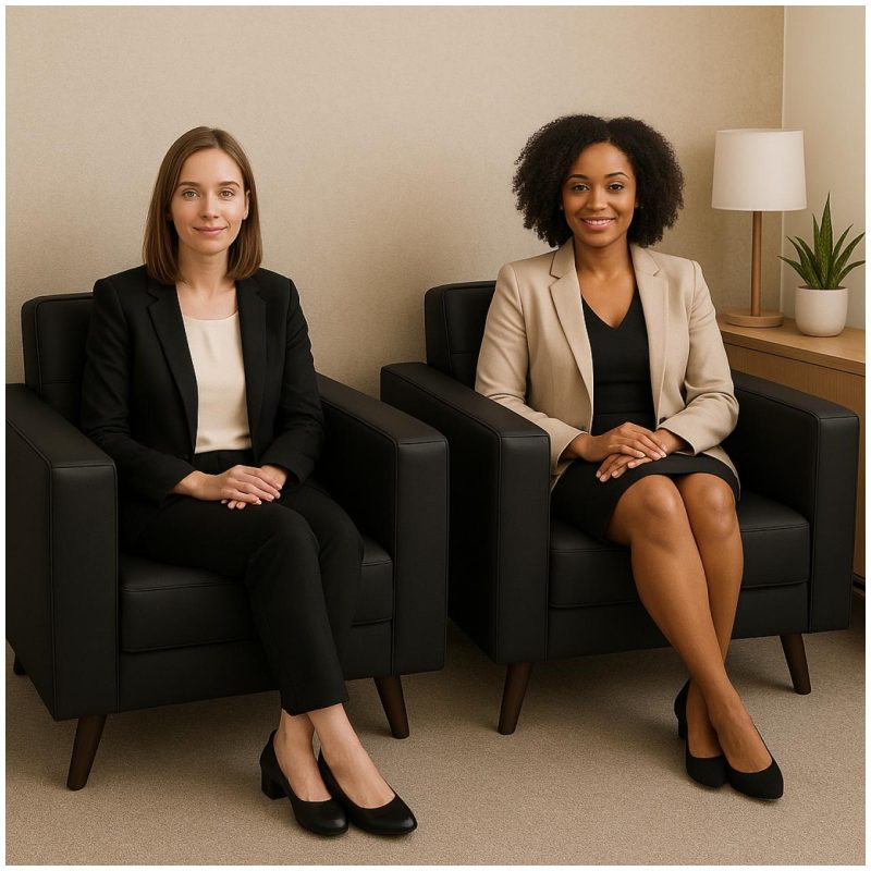 Sofá Escritório Poltrona para Escritório ROMA 01 Lugar - Corino - Cor Preto - 60040