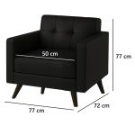 Sofá Escritório Poltrona para Escritório ROMA 01 Lugar - Corino - Cor Preto - 60040