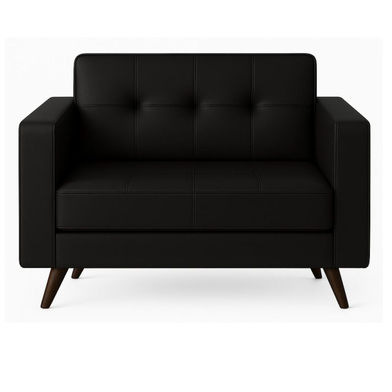 Sofá Escritório Sofá para Escritório ROMA 02 Lugares - Corino - Cor Preto - 60041 Sofá Escritório Sofá para Escritório ROMA 02 Lugares - Corino - Cor Preto - 60041