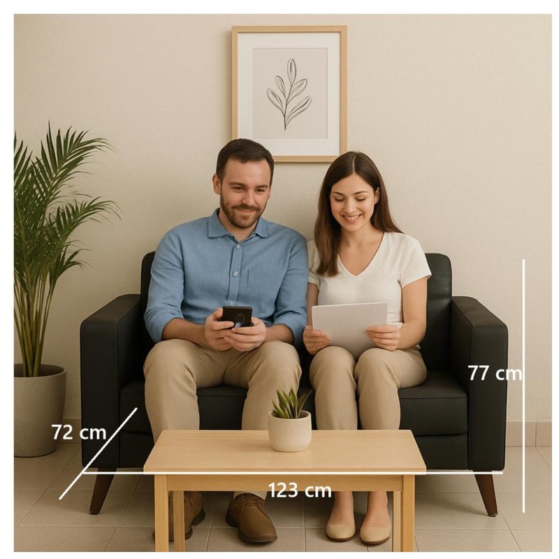 Sofá Escritório Sofá para Escritório ROMA 02 Lugares - Corino - Cor Preto - 60041 Sofá Escritório Sofá para Escritório ROMA 02 Lugares - Corino - Cor Preto - 60041