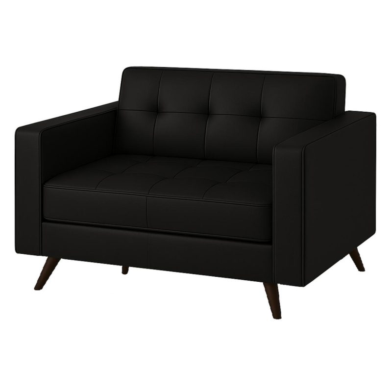 Sofá Escritório Sofá para Escritório ROMA 02 Lugares - Corino - Cor Preto - 60041 Sofá Escritório Sofá para Escritório ROMA 02 Lugares - Corino - Cor Preto - 60041