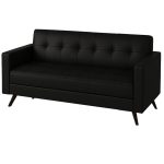 Sofá Escritório Sofá para Escritório Roma 03 Lugares - Corino - Cor Preto - 60042