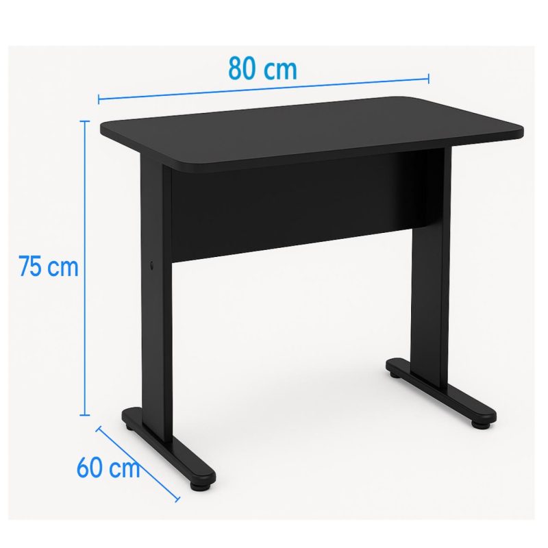 Mesa Escritório 0,80x0,60m - JOB - PRETO/PRETO - 43088