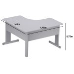 Estação de Trabalho 1,40x1,40m com 02 Gavetas - JOB - CINZA / CINZA - 43019