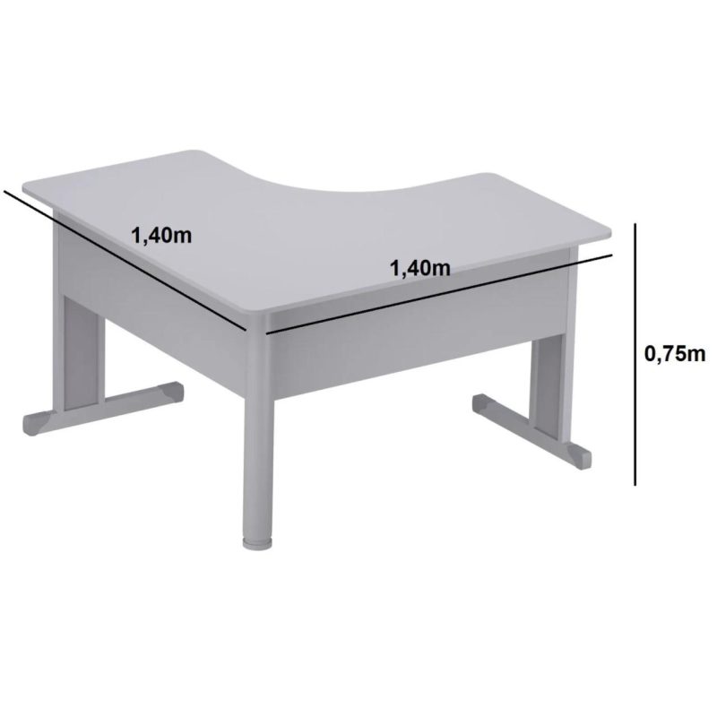 Estação de Trabalho 1,40x1,40m com 02 Gavetas - JOB - CINZA / CINZA - 43019