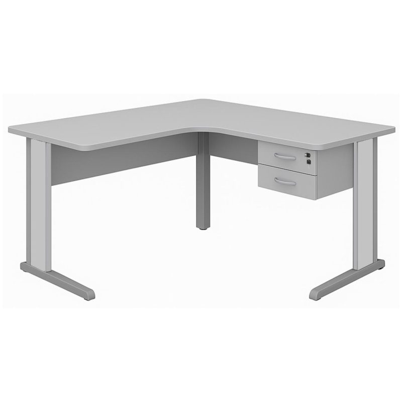 Estação de Trabalho 1,40x1,40m com 02 Gavetas - JOB - CINZA / CINZA - 43019