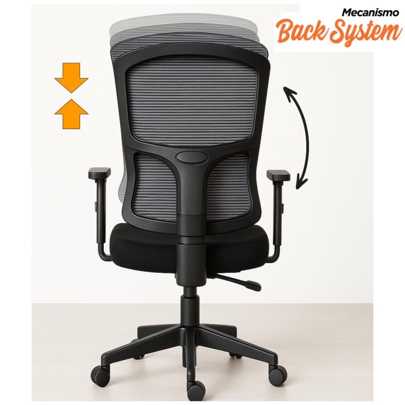 Cadeiras Escritório Cadeira de Escritório Tela PRYUS Back System - Cor Preto - 20099