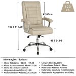 Cadeiras Escritório Poltrona Presidente LUXO c/ mola Ensacada – COR FENDI - 30061