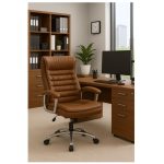 Cadeiras Escritório Poltrona Presidente LUXO c/ mola Ensacada – COR CARAMELO - 30059