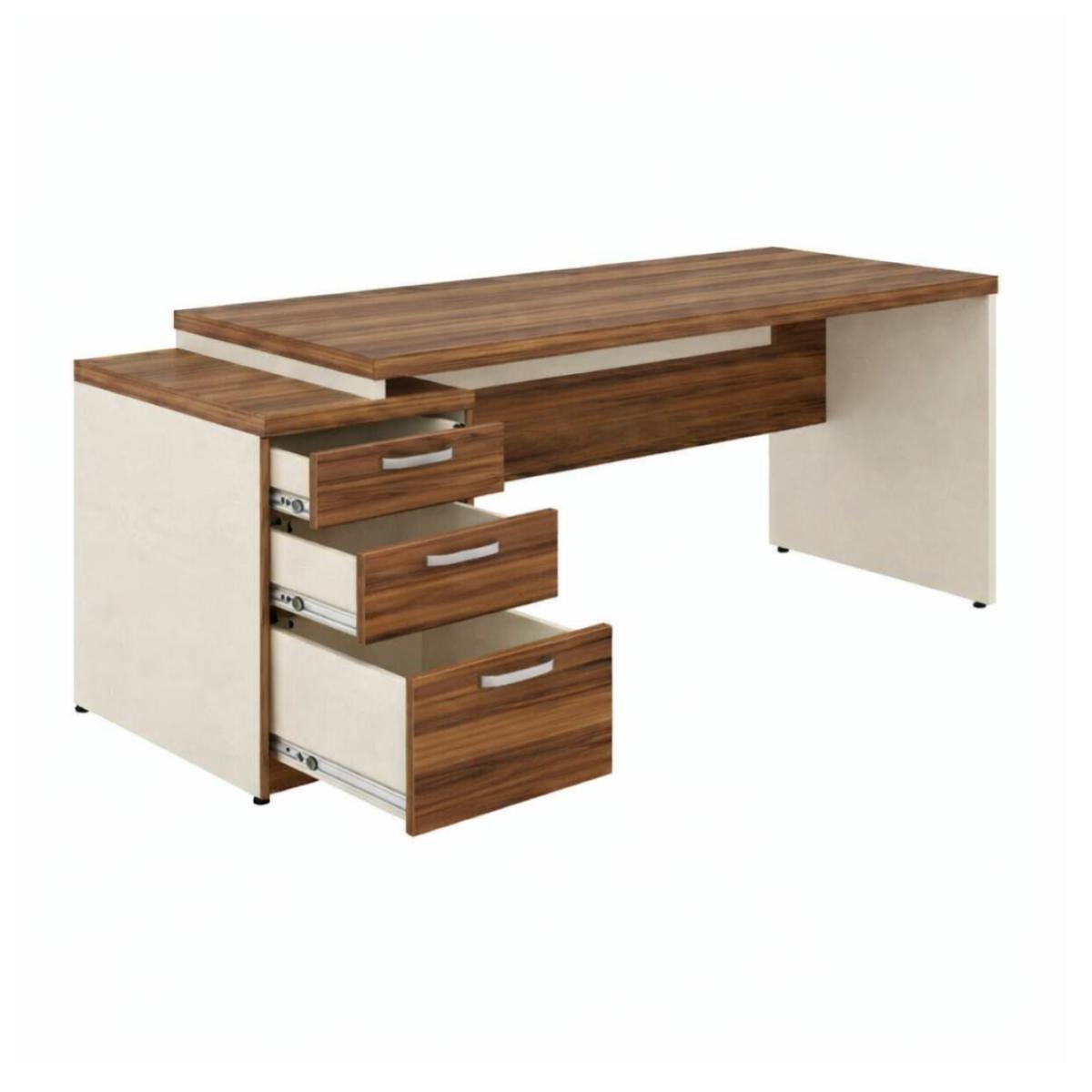 Mesa para Escritório com Gaveteiro 3 Gavetas – Escrivaninha Home Office Amadeirada – Sevilha / Champainhe – 34405