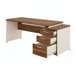 Móveis para Escritório Mesa para Escritório com Gaveteiro 3 Gavetas – Escrivaninha Home Office Amadeirada - Sevilha / Champainhe - 34405