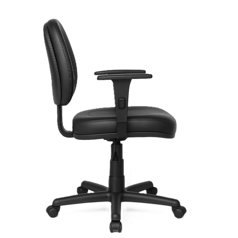 Cadeiras Escritório Cadeira Executiva COSTURADA Giratória com Braços Reguláveis - Corino Preto - 31005