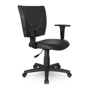 Cadeiras Escritório Cadeira B-ONE Giratória com Braços Reguláveis - Corino Preto - 31009