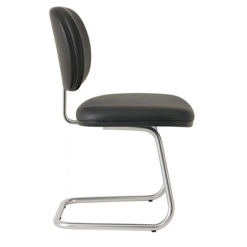 Cadeira Executiva LISA Base em "S" CROMADA - Corino Preto - 31015