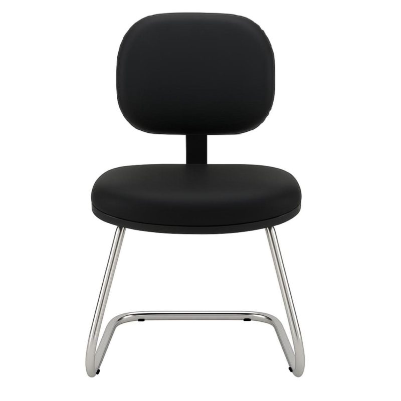Cadeira Executiva LISA Base em "S" CROMADA - Corino Preto - 31015