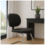 Cadeira Executiva LISA Base em "S" CROMADA - Corino Preto - 31015