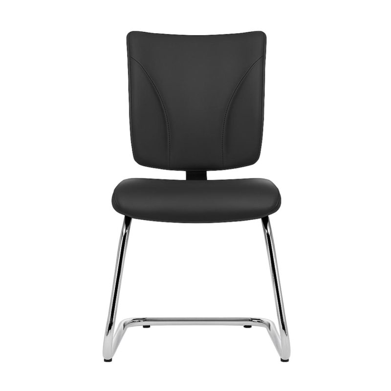 Cadeira Escritório B-ONE Base em "S" Cromada - Corino Preto - 31033