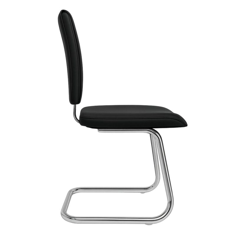 Cadeira Escritório B-ONE Base em "S" Cromada - Corino Preto - 31033