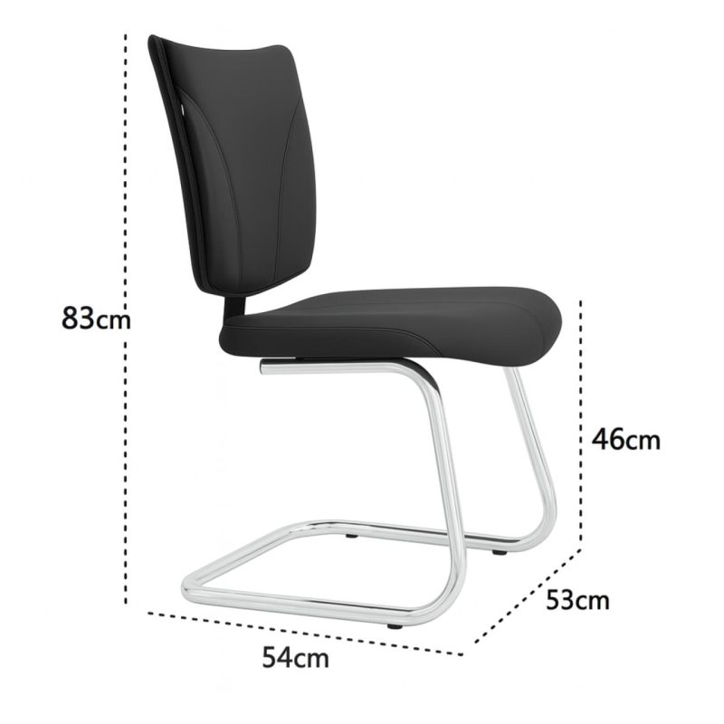 Cadeira Escritório B-ONE Base em "S" Cromada - Corino Preto - 31033