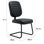 Cadeira Diretor Costurada Base em "S" Preta - Corino Preto - 30303