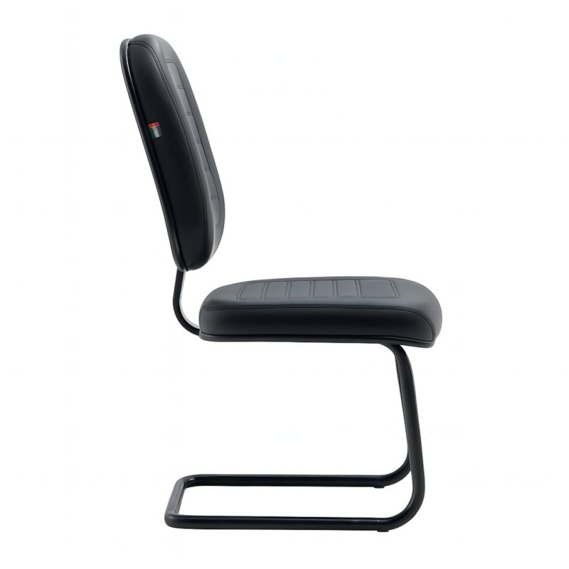 Cadeira Diretor Costurada Base em "S" Preta - Corino Preto - 30303