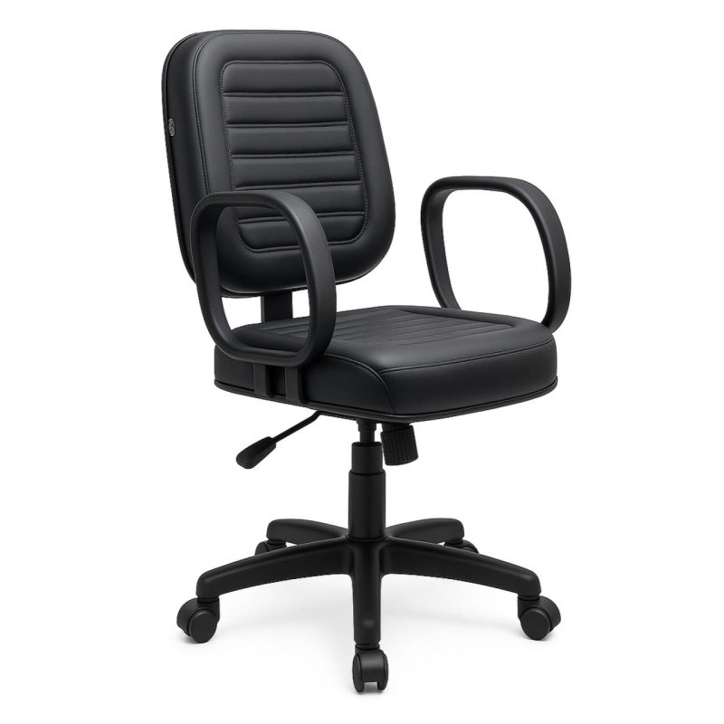 Cadeiras Escritório Cadeira Diretor Costurada Giratória - Corino Preto - 30210