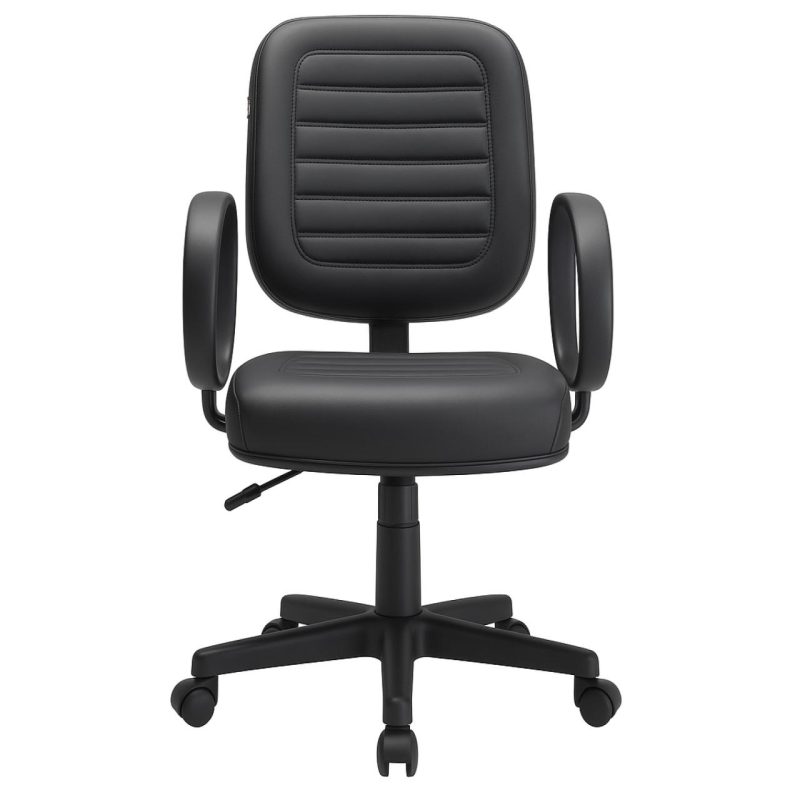 Cadeiras Escritório Cadeira Diretor Costurada Giratória - Corino Preto - 30210