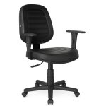 Cadeiras Escritório Cadeira Giratória Diretorzinha com Braços Reguláveis - Corino Preto - 32988