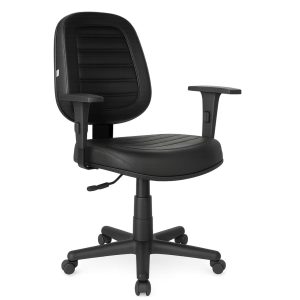 Cadeiras Escritório Cadeira Giratória Diretorzinha com Braços Reguláveis - Corino Preto - 32988