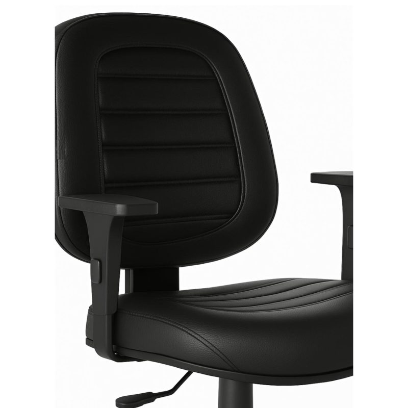 Cadeiras Escritório Cadeira Giratória Diretorzinha com Braços Reguláveis - Corino Preto - 32988