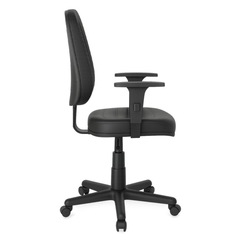 Cadeiras Escritório Cadeira Giratória Diretorzinha com Braços Reguláveis - Corino Preto - 32988