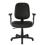 Cadeiras Escritório Cadeira Giratória Diretorzinha com Braços Reguláveis - Corino Preto - 32988