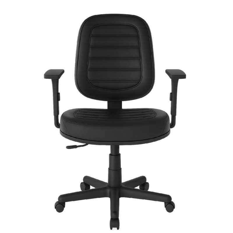 Cadeiras Escritório Cadeira Giratória Diretorzinha com Braços Reguláveis - Corino Preto - 32988