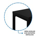 Móveis de Madeira Mesa em L PÉ QUADRO (1,50x0,60m + Mesa Auxiliar) - S/ Gavetas - PRETO / PRETO - 26010