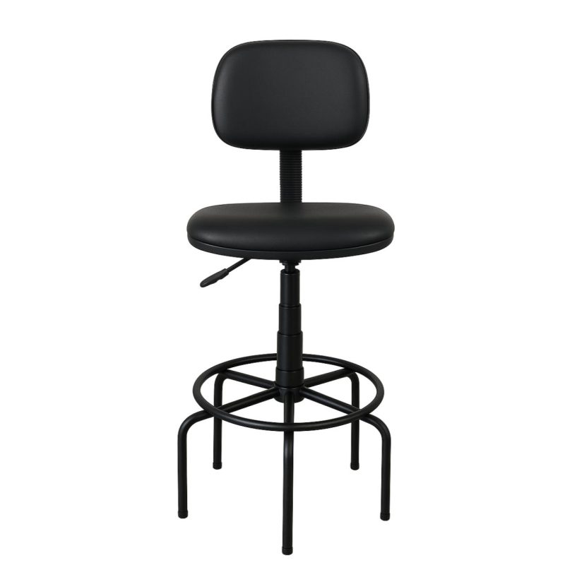 Cadeiras Escritório Cadeira CAIXA Secretária (Aranha ALTA) - Corino Preto - 34001