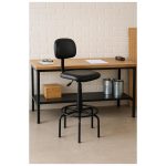 Cadeiras Escritório Cadeira CAIXA Secretária (Aranha ALTA) - Corino Preto - 34001