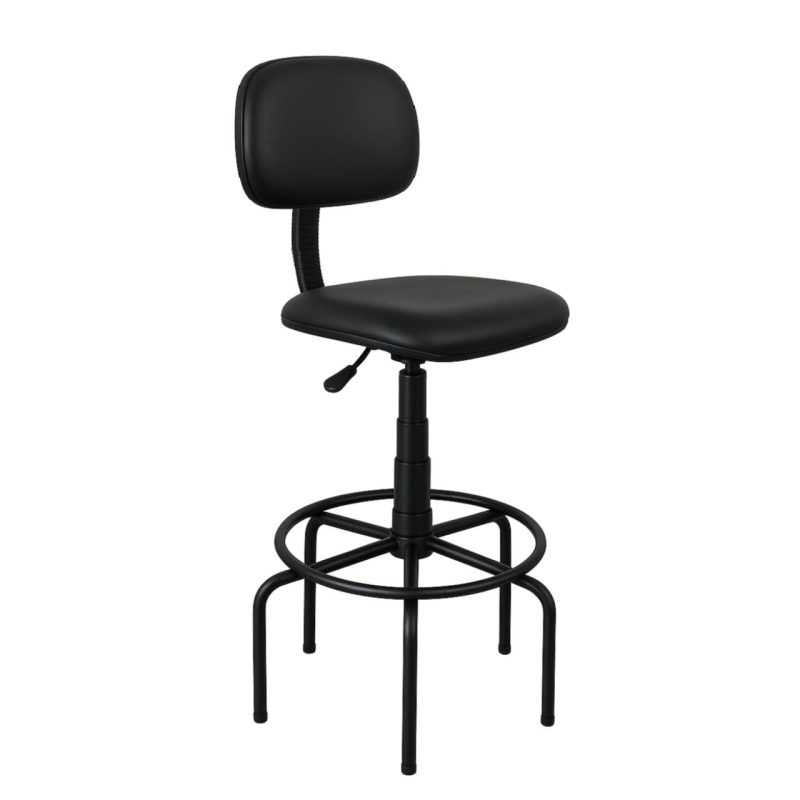 Cadeiras Escritório Cadeira CAIXA Secretária (Aranha ALTA) - Corino Preto - 34001