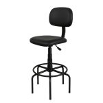 Cadeiras Escritório Cadeira CAIXA Secretária (Aranha ALTA) - Corino Preto - 34001