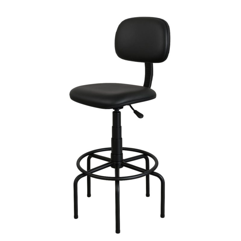 Cadeiras Escritório Cadeira CAIXA Secretária (Aranha ALTA) - Corino Preto - 34001