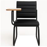 Móveis Escolares Poltrona Universitária TRIX Estofada com Prancheta Fixa - Corino Preto - 35121