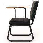 Móveis Escolares Poltrona Universitária TRIX Estofada com Prancheta Fixa - Corino Preto - 35121